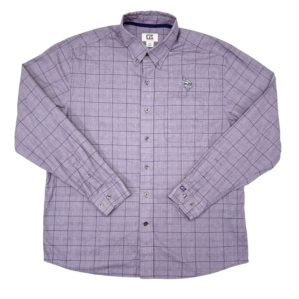 Minnesota Vikings Shirt Mens Size Large Purple Cutter & Buck NFL Football